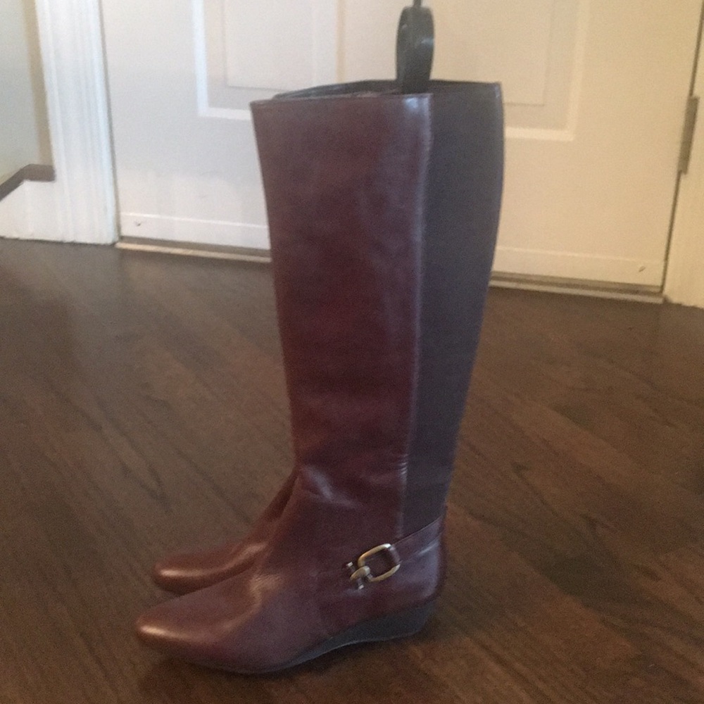 Brown leather boots